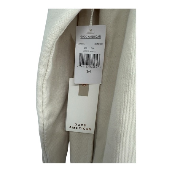 Good American Bone Neutral Fleece Shirt Jacket Shacket Size 3/4 US L/XL NEW - Picture 6 of 14